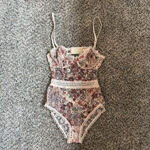 Victoria's Secret Multicolor Floral Lace Lingerie Bodysuit - Small